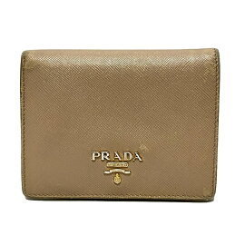 Prada Bifold Wallet Beige Leather
